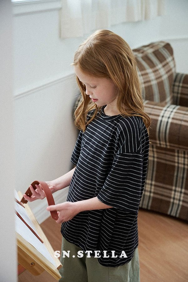 Sn.stella - Korean Children Fashion - #magicofchildhood - Linen Stripe Tee - 9