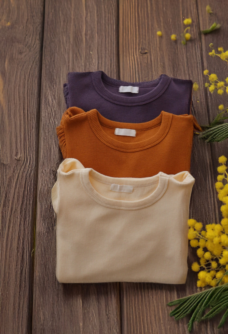 Soye - Korean Children Fashion - #kidsshorts - Waffle Puff Tee - 11
