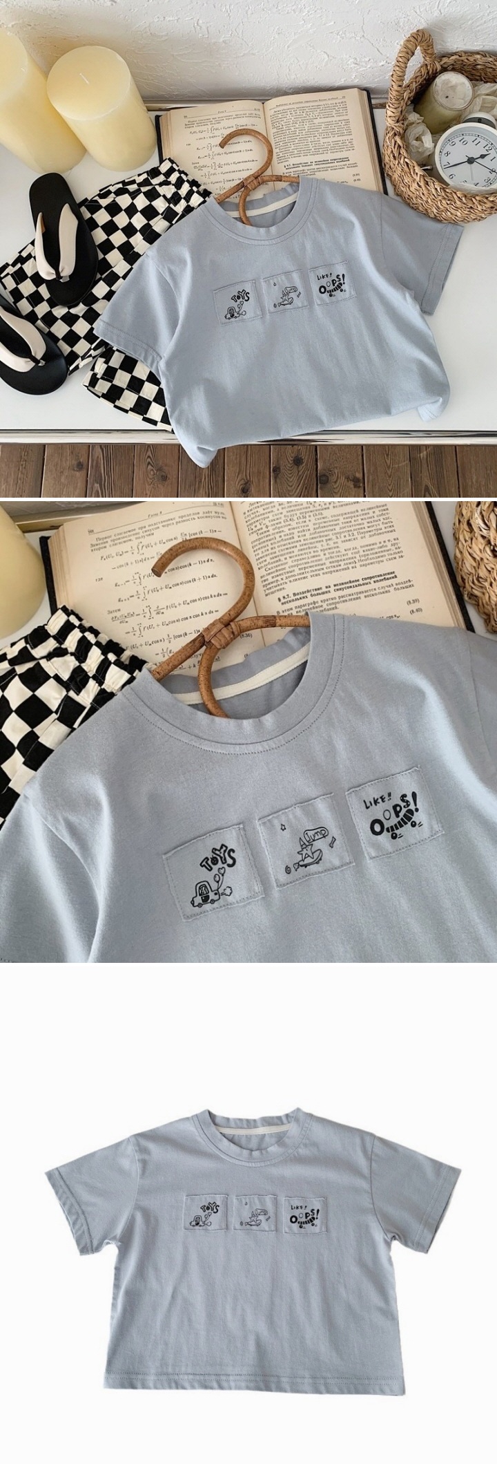 T.j - Korean Children Fashion - #childofig - Sky Blue Patch Tee