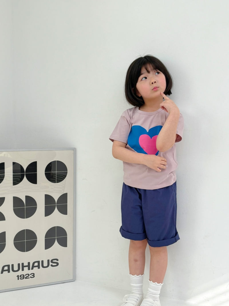 T.j - Korean Children Fashion - #childrensboutique - Double Heart Short Sleeve Tee - 7