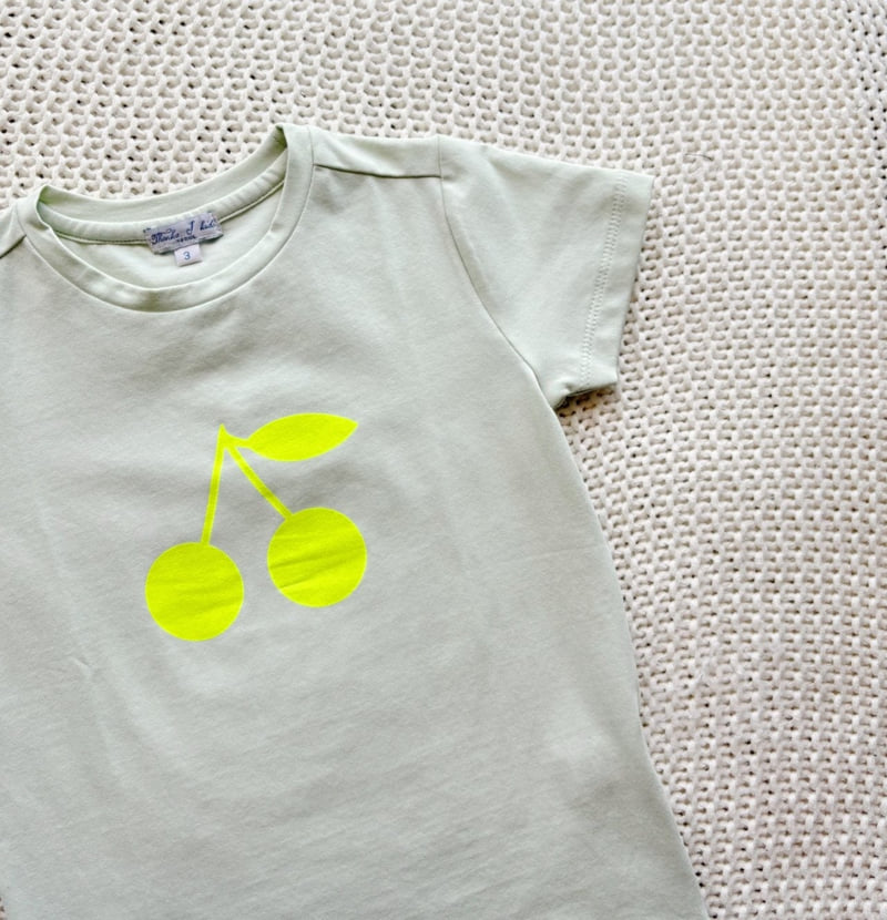 T.j - Korean Children Fashion - #designkidswear - Mint Simple Cherry Short Sleeve Tee - 10