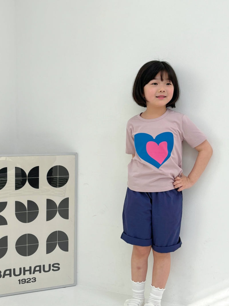 T.j - Korean Children Fashion - #designkidswear - Double Heart Short Sleeve Tee - 8