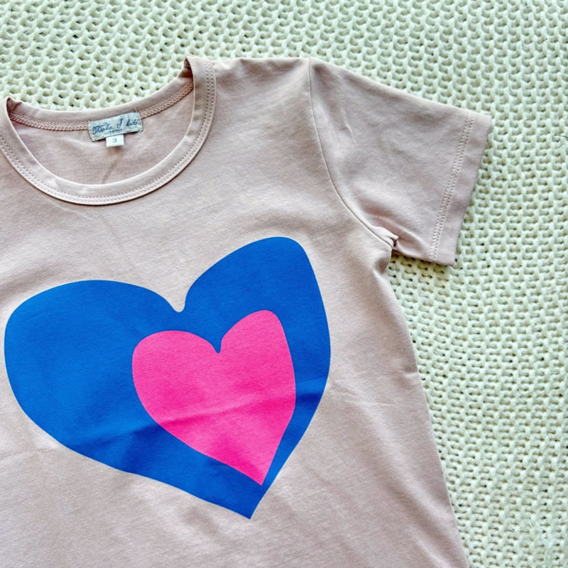 T.j - Korean Children Fashion - #discoveringself - Double Heart Short Sleeve Tee - 9