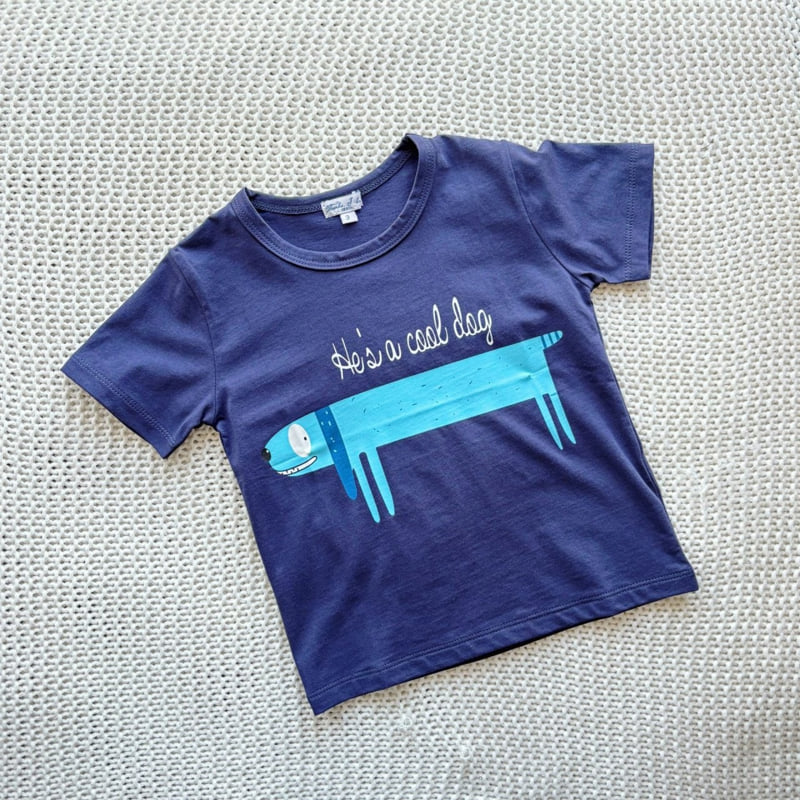 T.j - Korean Children Fashion - #discoveringself - Blue Puppy Short Sleeve Tee - 8