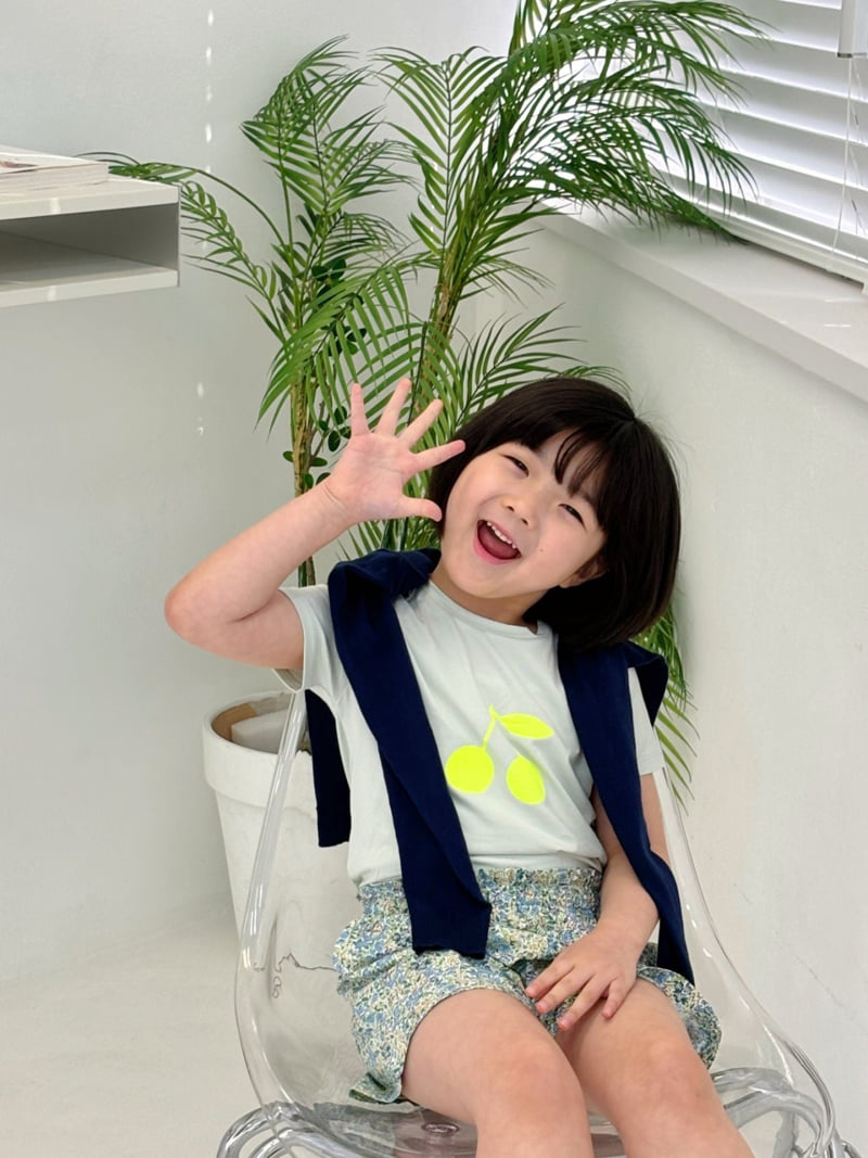 T.j - Korean Children Fashion - #fashionkids - Mint Simple Cherry Short Sleeve Tee - 12