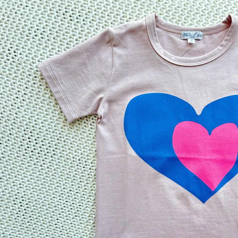 T.j - Korean Children Fashion - #fashionkids - Double Heart Short Sleeve Tee - 10