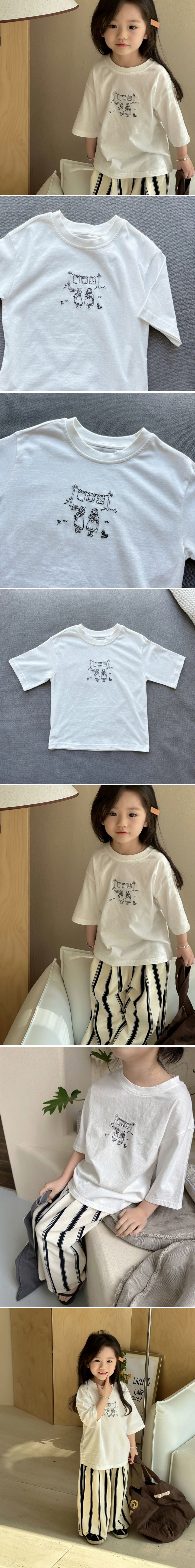 T.j - Korean Children Fashion - #kidsstore - Girl Embroidery Short Sleeve Tee