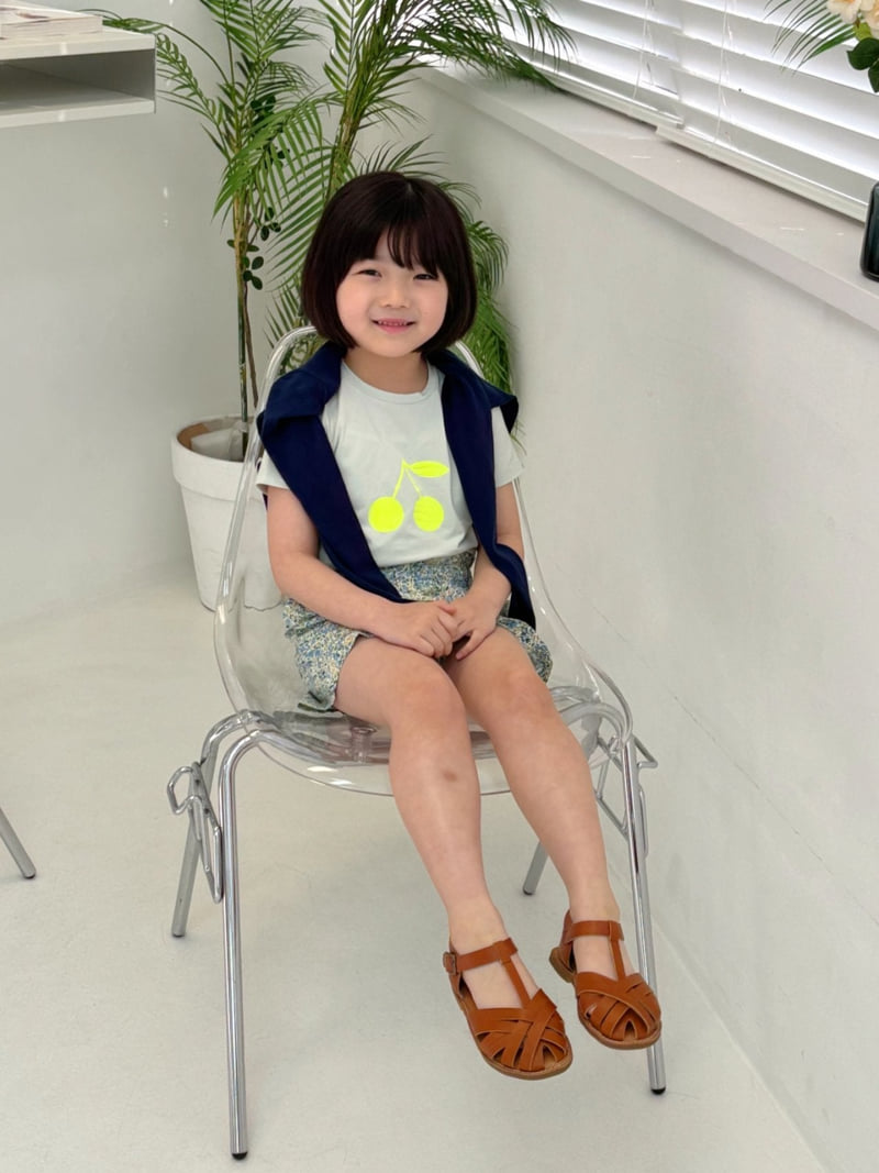 T.j - Korean Children Fashion - #littlefashionista - Mint Simple Cherry Short Sleeve Tee