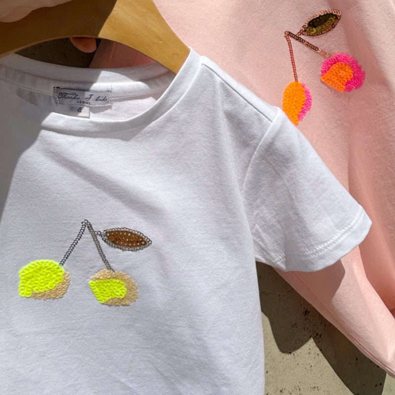 T.j - Korean Children Fashion - #magicofchildhood - Cherry Spangle Tee - 3