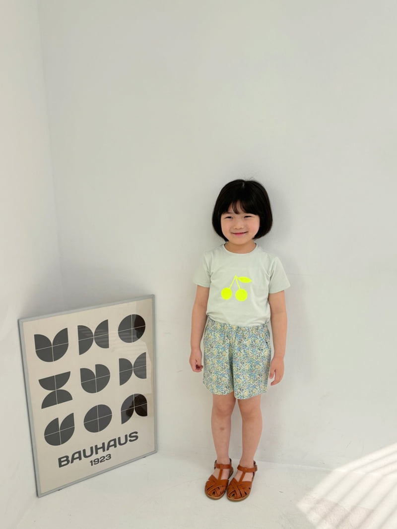 T.j - Korean Children Fashion - #minifashionista - Mint Simple Cherry Short Sleeve Tee - 3