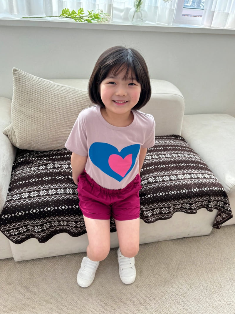 T.j - Korean Children Fashion - #minifashionista - Double Heart Short Sleeve Tee