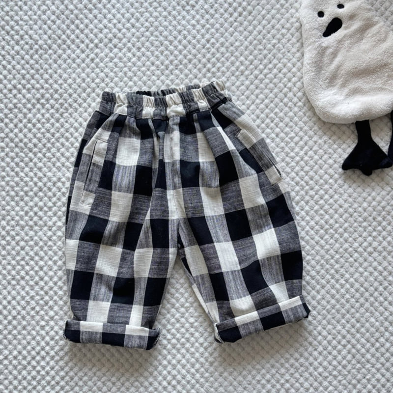 T.j - Korean Children Fashion - #minifashionista - Baggy Fit Check Pants - 3