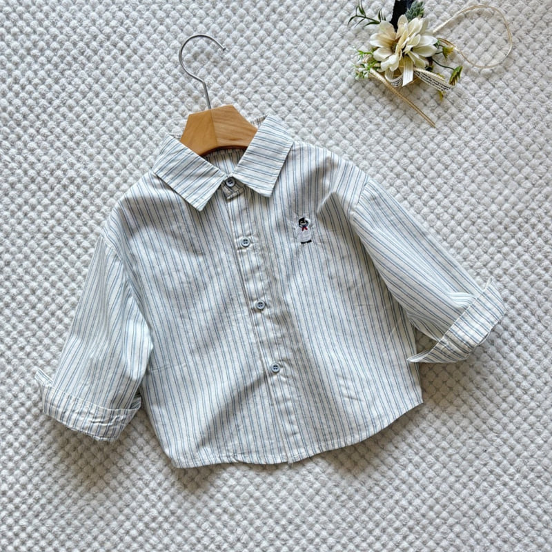 T.j - Korean Children Fashion - #minifashionista - Penguin Stripe Shirt
