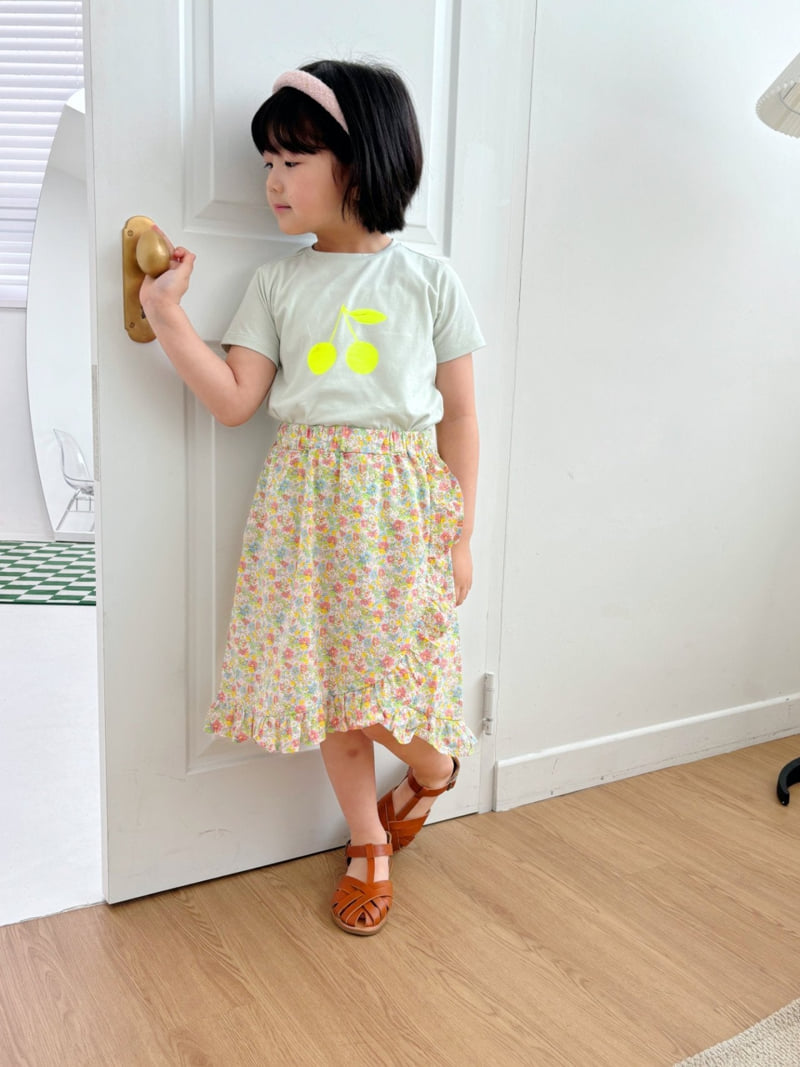 T.j - Korean Children Fashion - #minifashionista - Mint Simple Cherry Short Sleeve Tee - 4