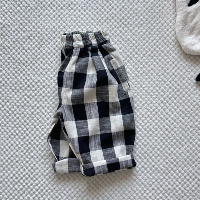 T.j - Korean Children Fashion - #minifashionista - Baggy Fit Check Pants - 4