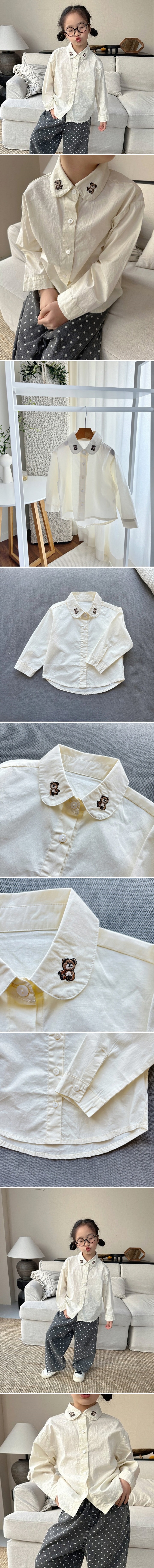 T.j - Korean Children Fashion - #prettylittlegirls - Bear Embroidery Blouse