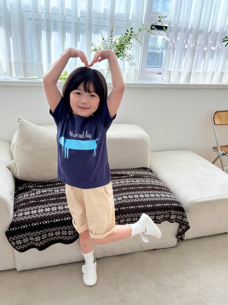 T.j - Korean Children Fashion - #toddlerclothing - Blue Puppy Short Sleeve Tee - 4