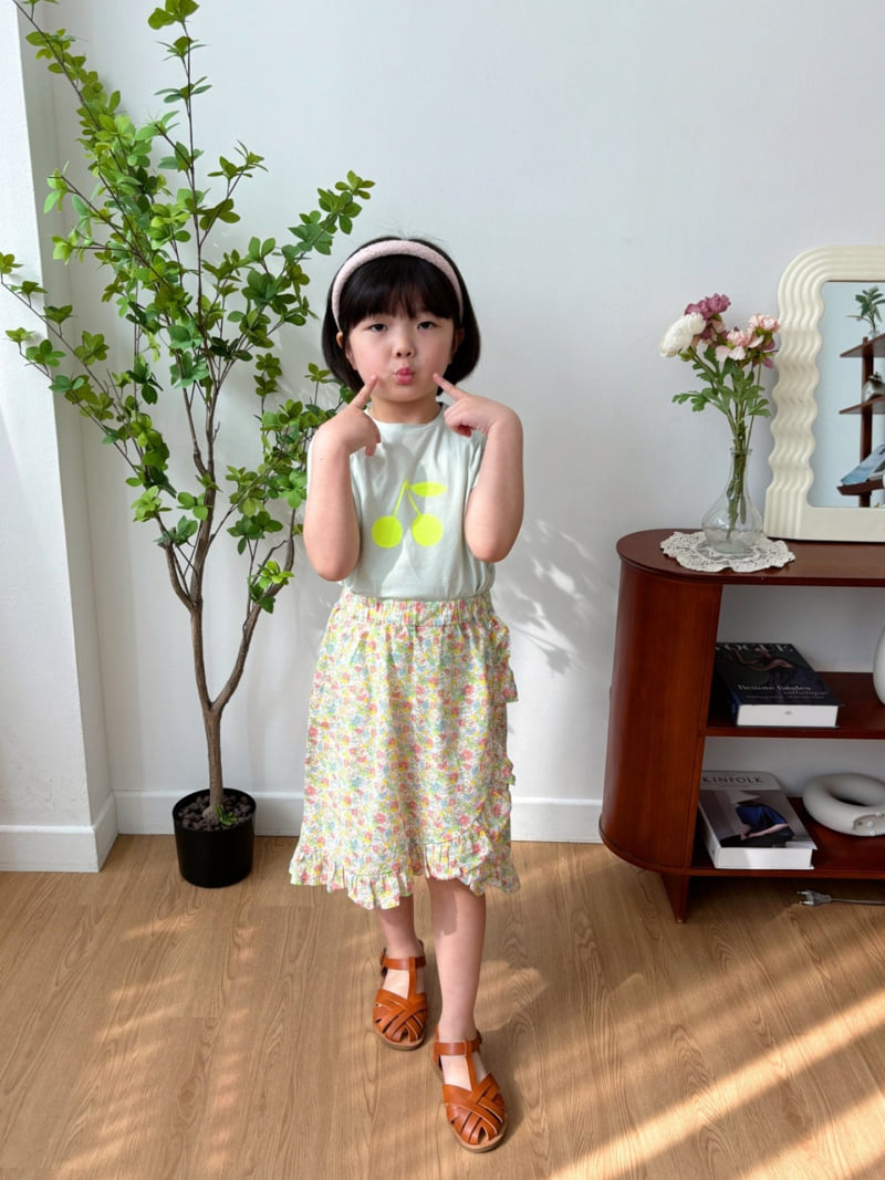 T.j - Korean Children Fashion - #todddlerfashion - Mint Simple Cherry Short Sleeve Tee - 5