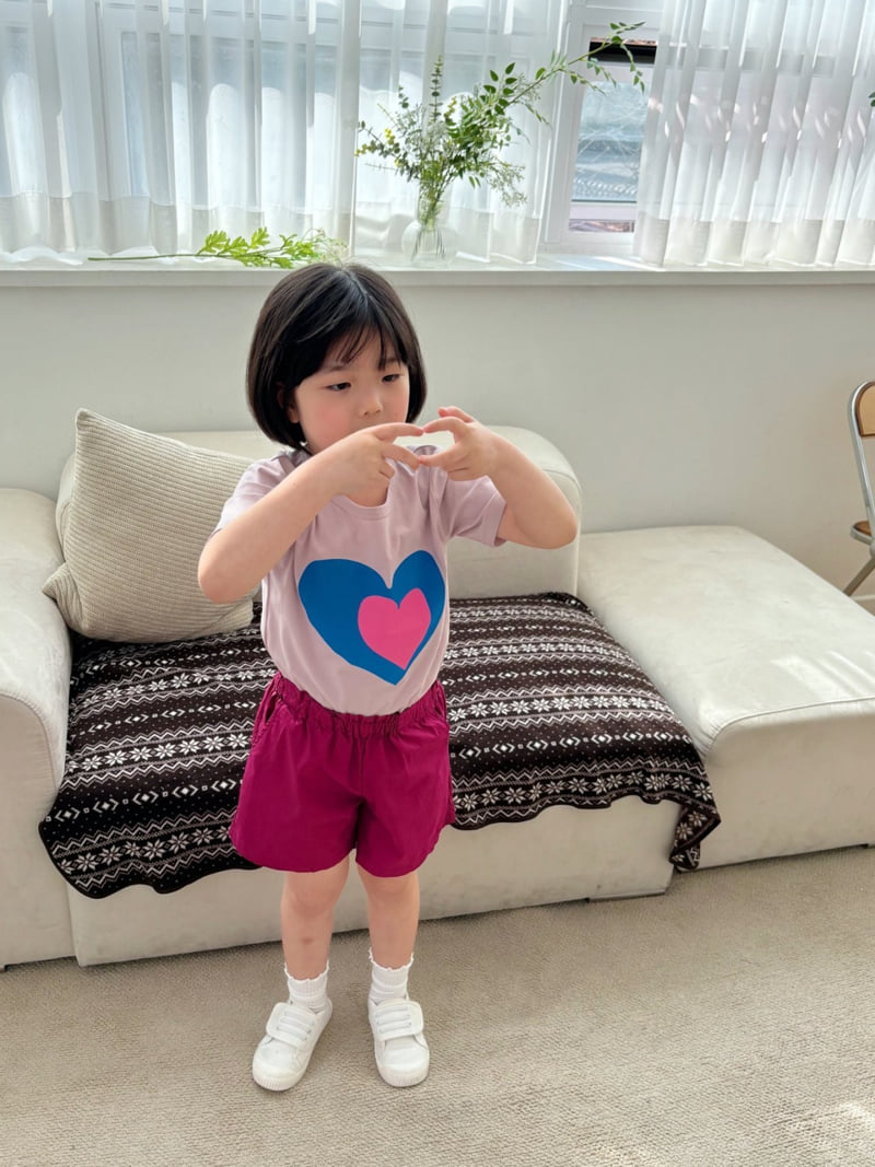 T.j - Korean Children Fashion - #todddlerfashion - Double Heart Short Sleeve Tee - 3