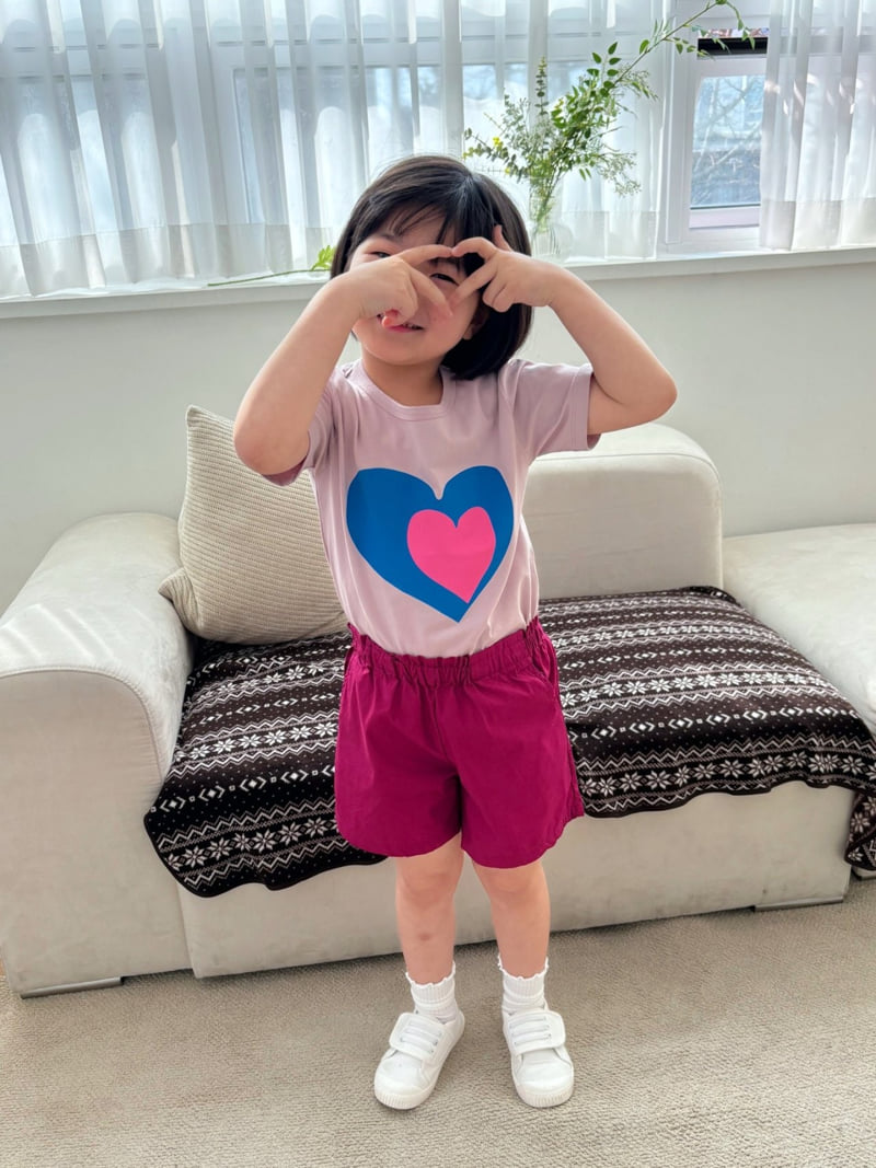 T.j - Korean Children Fashion - #todddlerfashion - Double Heart Short Sleeve Tee - 4