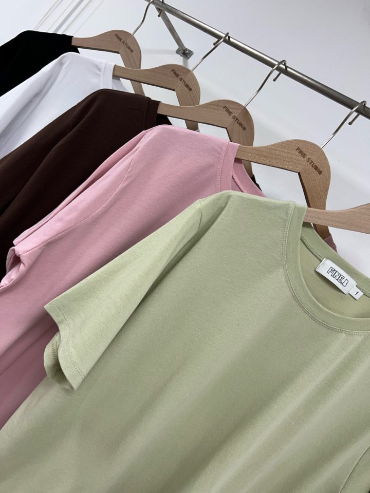 The Fine.b - Korean Women Fashion - #momslook - Basic Span Round Short Sleeve Tee - 5