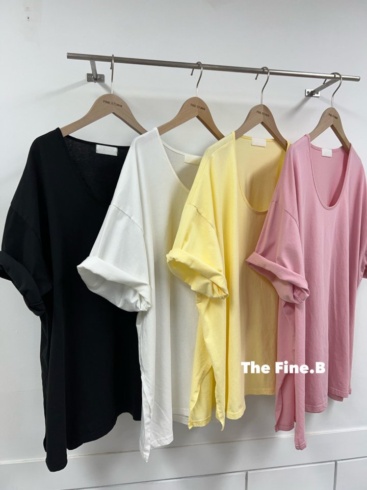 The Fine.b - Korean Women Fashion - #momslook - Fine Loose Fit Over U Neck Short Sleeve Tee - 2
