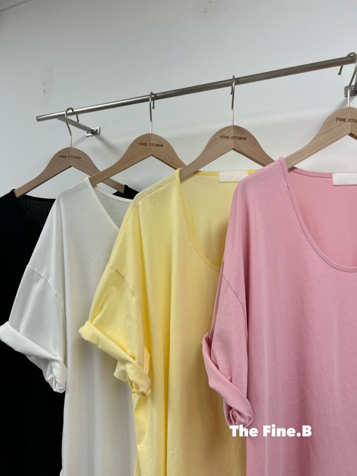 The Fine.b - Korean Women Fashion - #womensfashion - Fine Loose Fit Over U Neck Short Sleeve Tee - 3