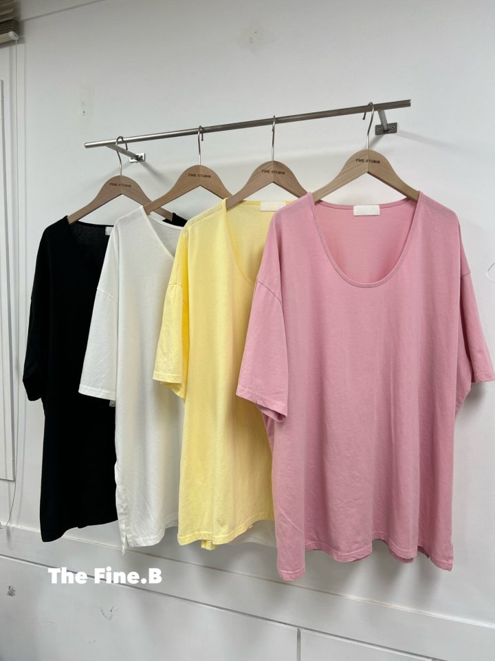 The Fine.b - Korean Women Fashion - #womensfashion - Fine Loose Fit Over U Neck Short Sleeve Tee - 5