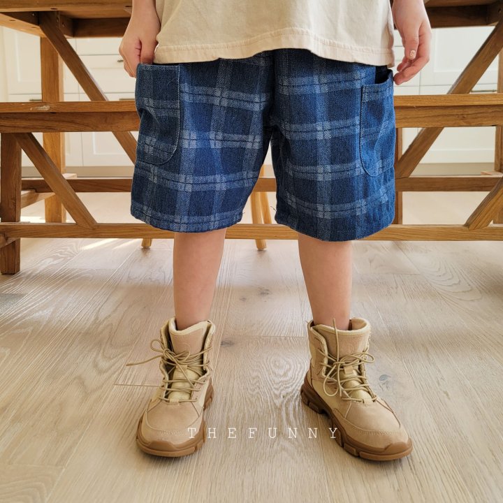 The Funny - Korean Children Fashion - #childofig - Check Denim Pants - 5