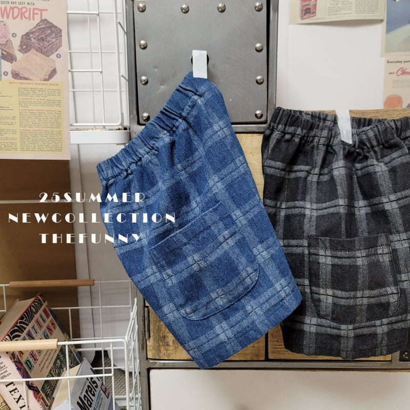 The Funny - Korean Children Fashion - #kidsshorts - Check Denim Pants - 11