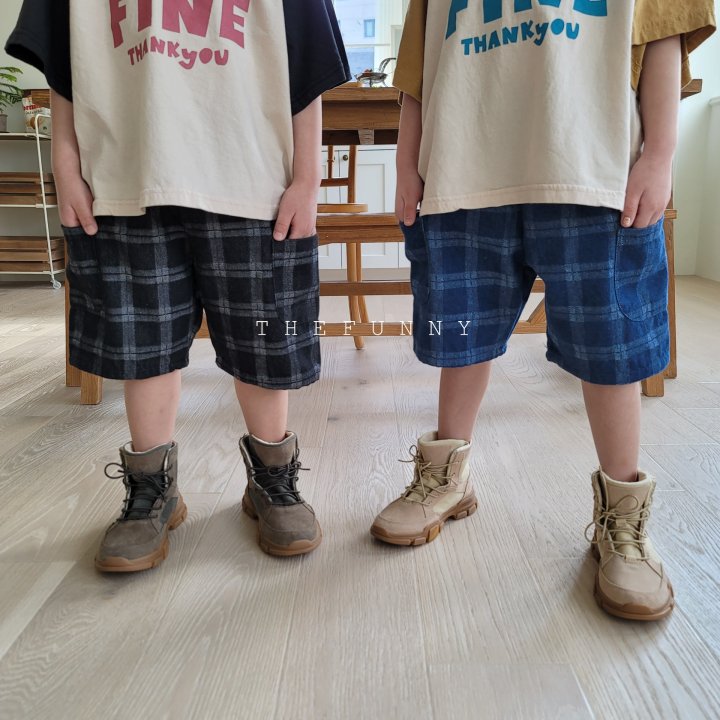 The Funny - Korean Children Fashion - #littlefashionista - Check Denim Pants