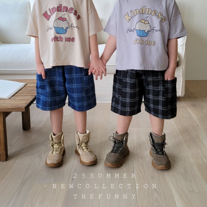 The Funny - Korean Children Fashion - #minifashionista - Check Denim Pants - 3