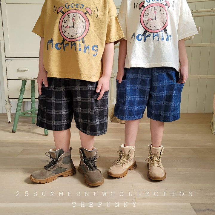 The Funny - Korean Children Fashion - #minifashionista - Check Denim Pants - 4