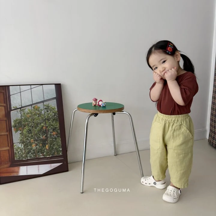 Thegoguma - Korean Children Fashion - #childofig - Linen Blue Out Pocket Pants - 5