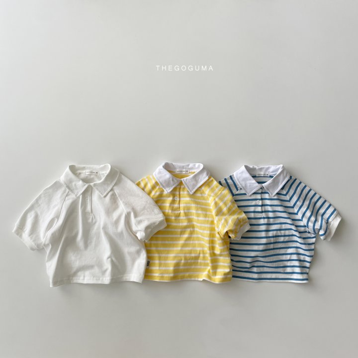 Thegoguma - Korean Children Fashion - #littlefashionista - High Stripe Collar Tee - 3