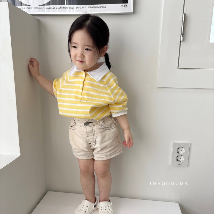 Thegoguma - Korean Children Fashion - #littlefashionista - High Stripe Collar Tee - 4