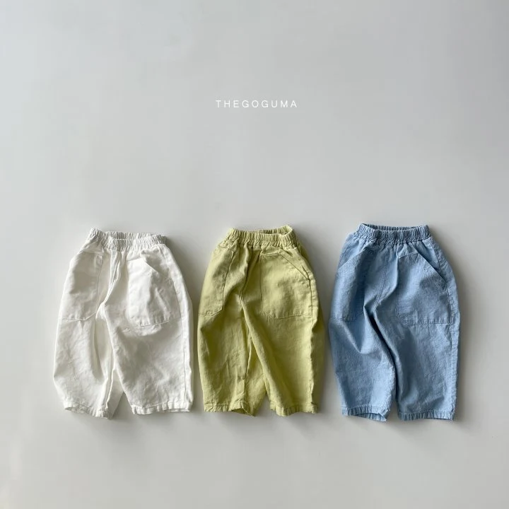 Thegoguma - Korean Children Fashion - #magicofchildhood - Linen Blue Out Pocket Pants