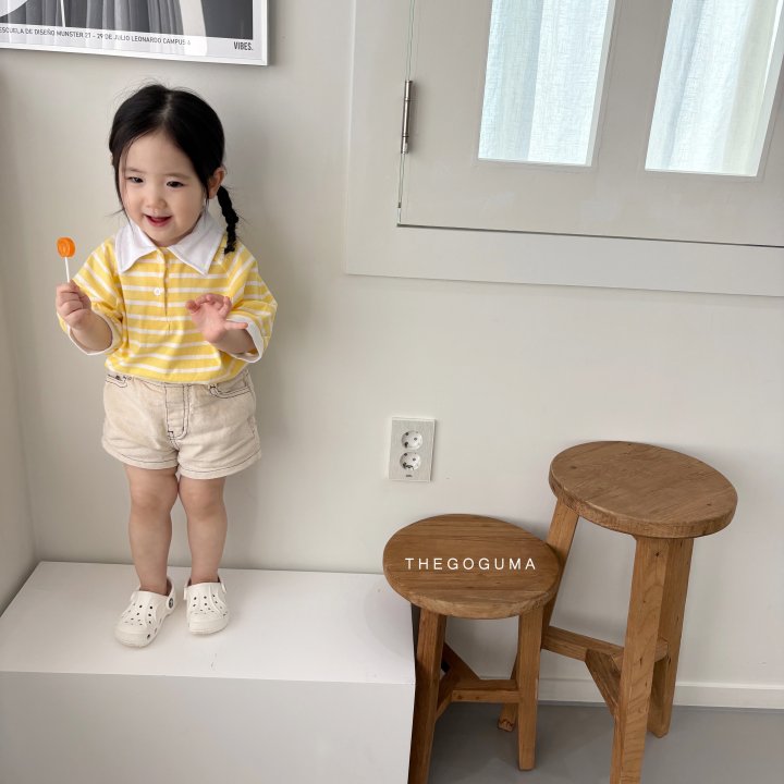 Thegoguma - Korean Children Fashion - #toddlerclothing - High Stripe Collar Tee - 8