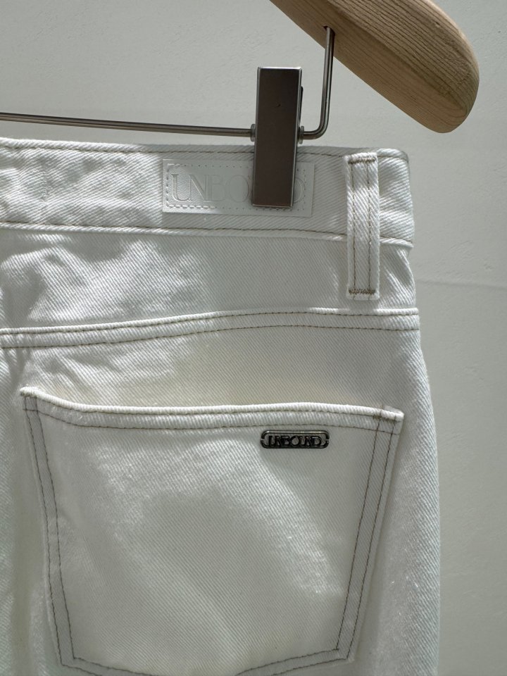 Unbound - Korean Women Fashion - #womensfashion - Button Ivory Denim Pants - 4