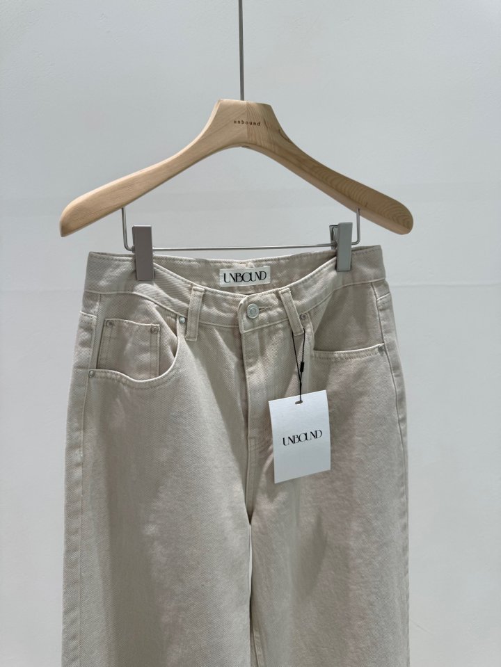 Unbound - Korean Women Fashion - #momslook - Beige Dying Denim Pants - 2