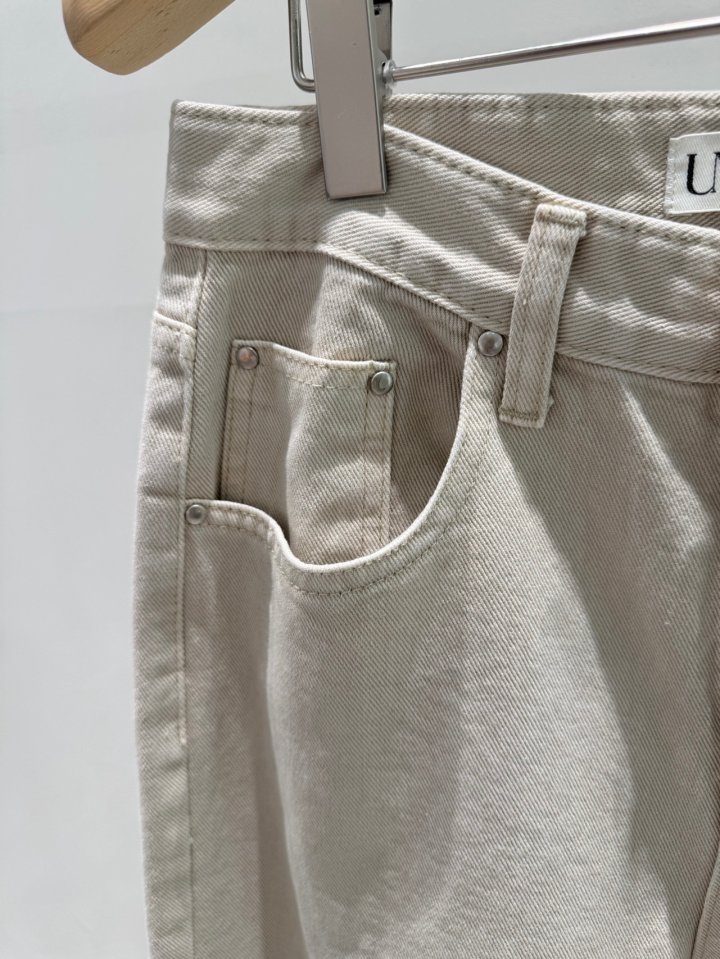 Unbound - Korean Women Fashion - #momslook - Beige Dying Denim Pants - 5