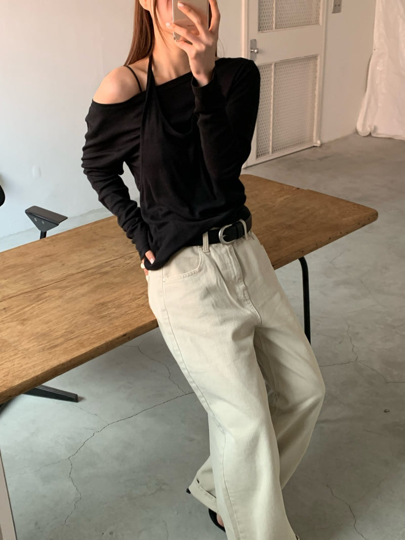 Unbound - Korean Women Fashion - #momslook - Beige Dying Denim Pants - 6