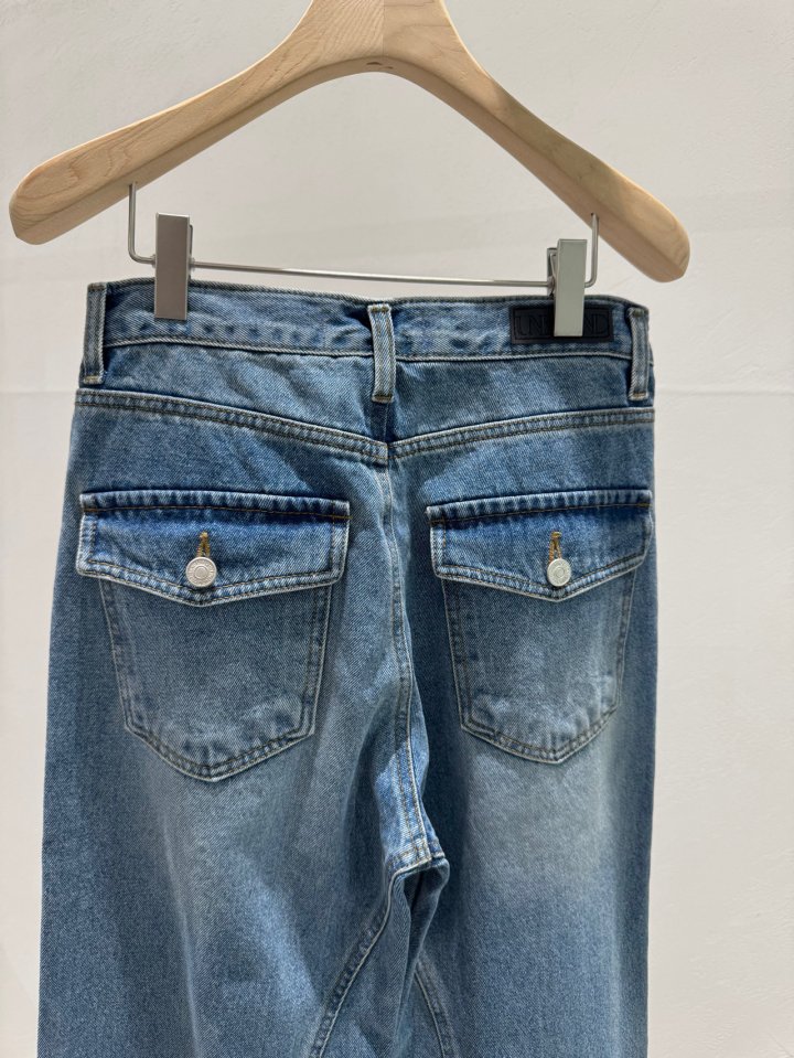 Unbound - Korean Women Fashion - #romanticstyle - Back Pocket Denim Pants - 5