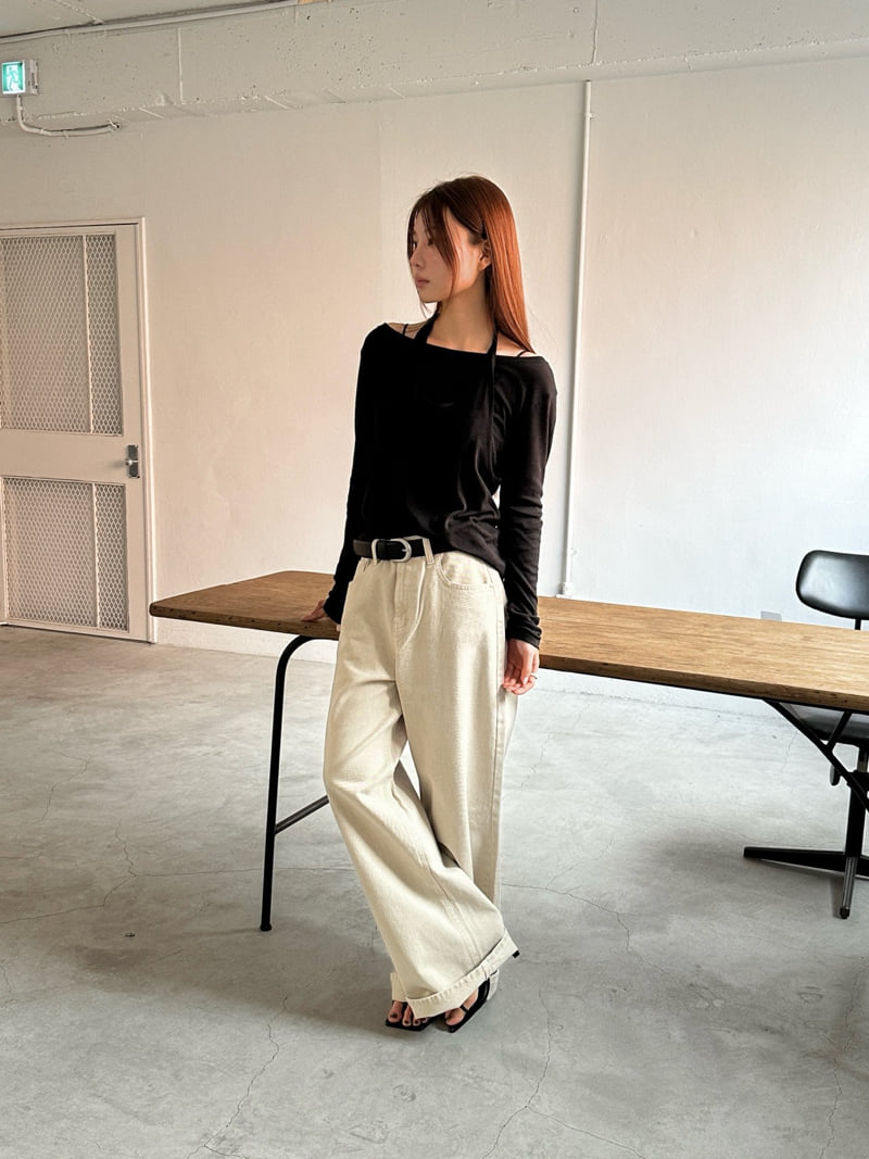 Unbound - Korean Women Fashion - #womensfashion - Beige Dying Denim Pants - 7