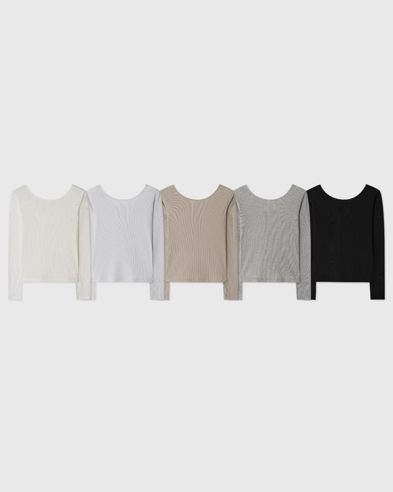 Understanding - Korean Women Fashion - #momslook - Wide U Neck Tee - 12