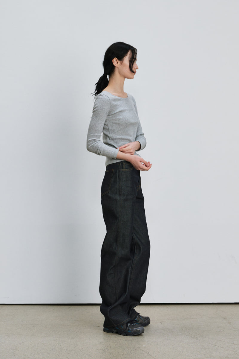 Understanding - Korean Women Fashion - #momslook - Wide U Neck Tee - 3