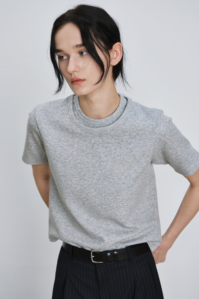 Understanding - Korean Women Fashion - #vintagekidsstyle - Double Neck Tee - 4