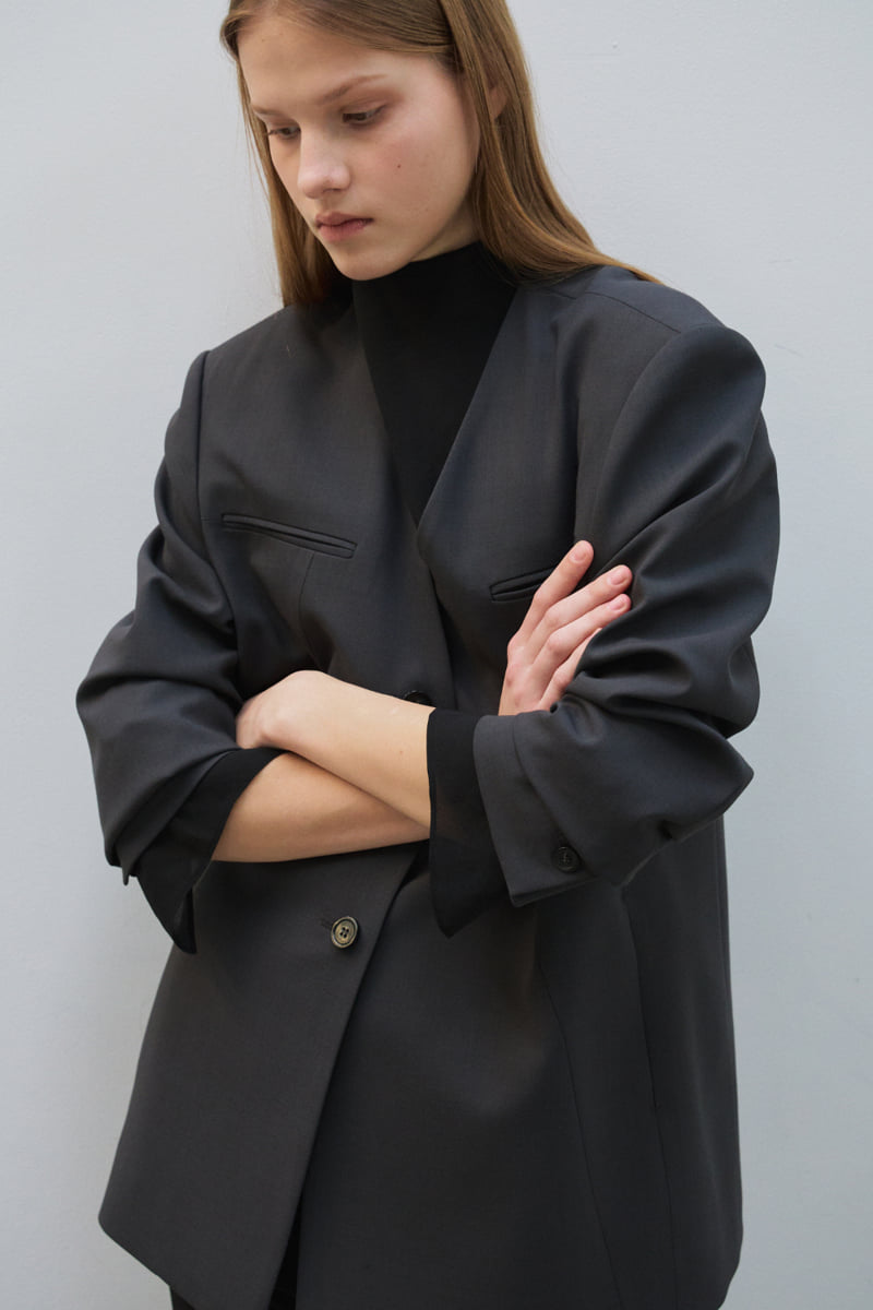 Understanding - Korean Women Fashion - #pursuepretty - V No Collar Jacket - 3