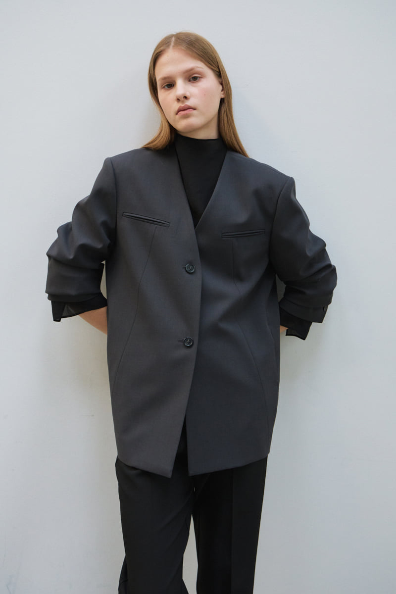 Understanding - Korean Women Fashion - #pursuepretty - V No Collar Jacket - 4
