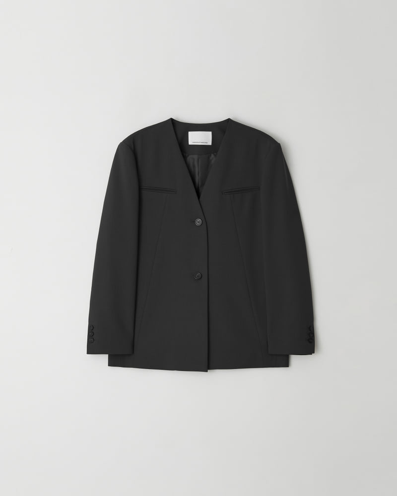 Understanding - Korean Women Fashion - #shopsmall - V No Collar Jacket - 6